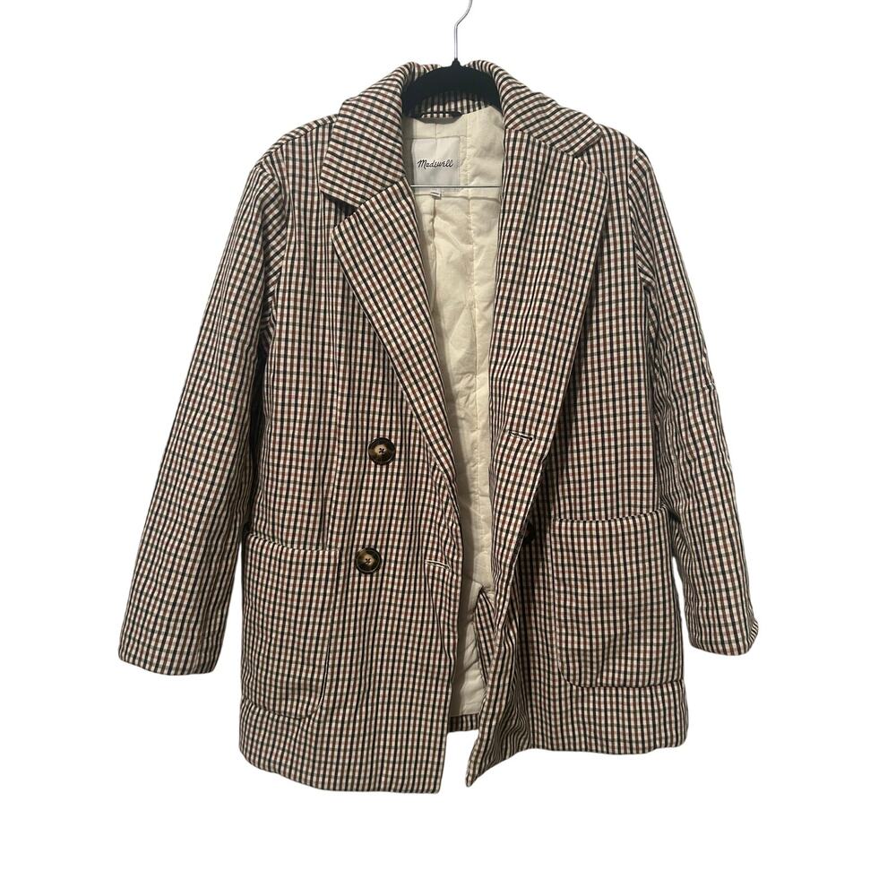 Madewell Double Breasted Plaid Padded Jacket with Pockets XS
